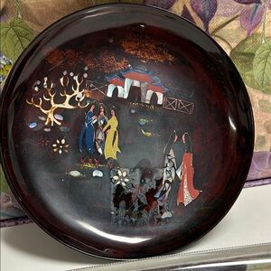 Decorative Asian-Inspired Plate with Artistic Scene 2/2